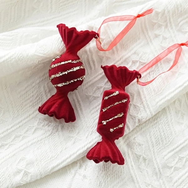 Velvet Christmas Ornament - Candy In Rectangle Shape