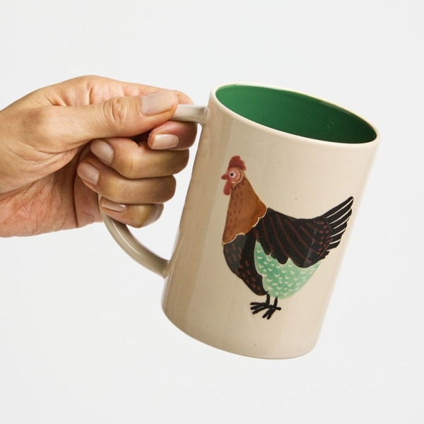 BÁT TRÀNG CERAMIC - Tall Mug in Green Chicken