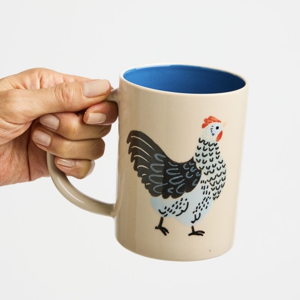 BÁT TRÀNG CERAMIC - Tall Mug in Blue Chicken