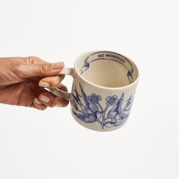 BÁT TRÀNG CERAMIC - 'No Worries' Square Mug