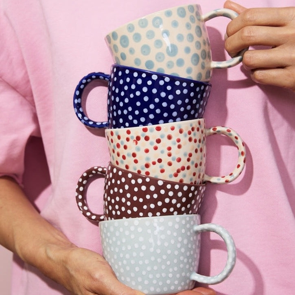 BÁT TRÀNG CERAMIC - Short Mug in Baby Blue Sprinkle