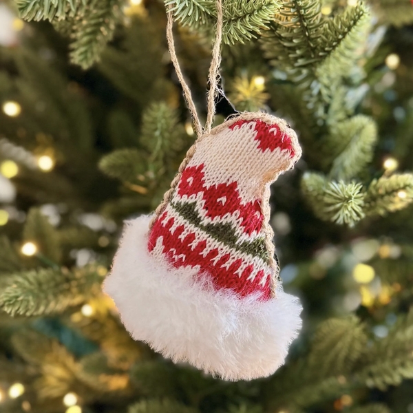 Christmas Wool Ornament - Hat in Red