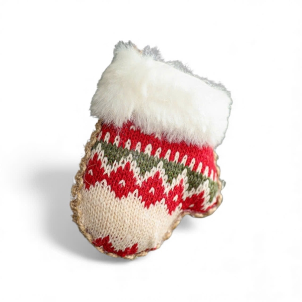 Christmas Wool Ornament - Mitten in Red