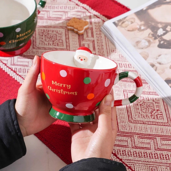 Christmas Mug - Santa Claus in Polka Dot Red
