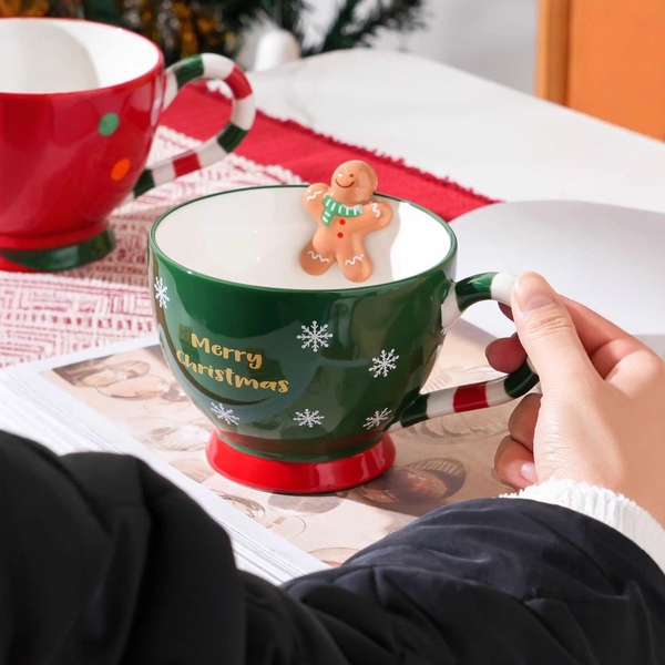 Christmas Mug - Gingerbread Man in Green