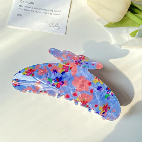 Jelly Hair Claw - Purple with Red Flower