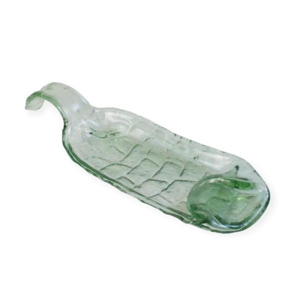 ELI & LOU - Upcycled Wine Bottle Appetizer Tray in Crystal Green