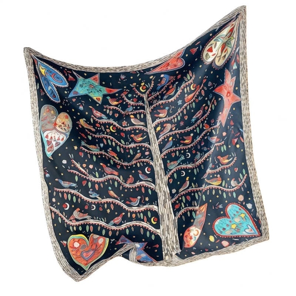 ‘Tree Of Life’ Square Scarf in Black