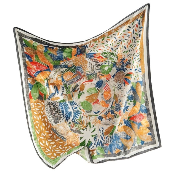 ‘Spring Time’ Square Scarf in Grey