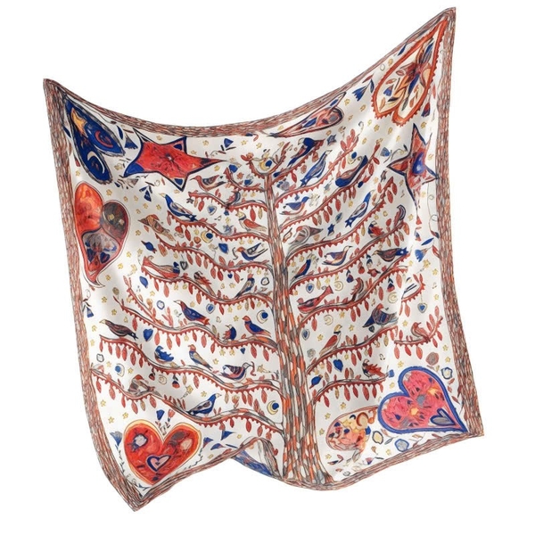 ‘Tree Of Life’ Square Scarf in White