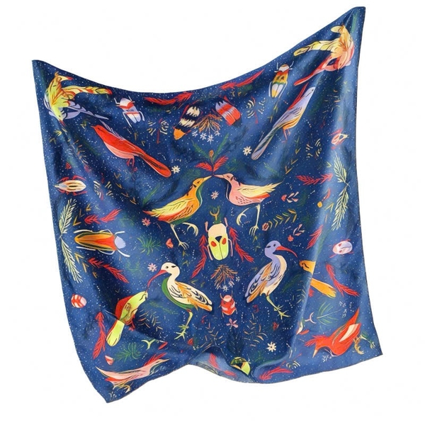 ‘Birdy Paradise’ Square Scarf in Navy