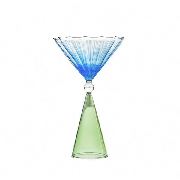 Triangle Cocktail Glass in Blue & Green