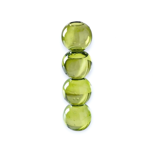 Tall Bubble Glass Vase in Green