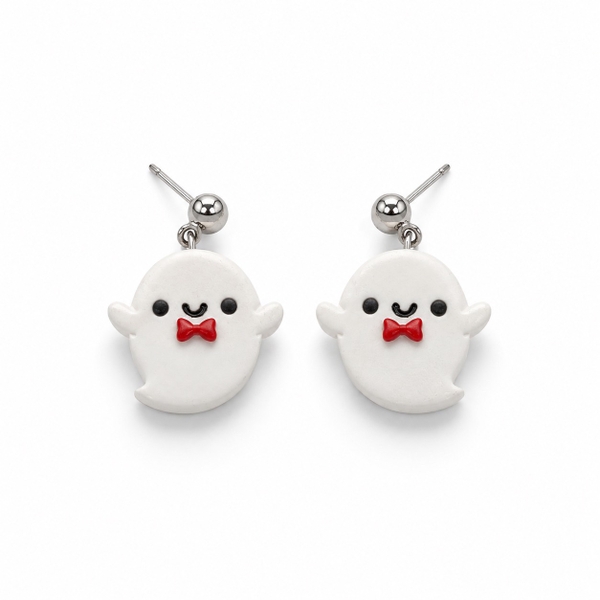 ELI & LOU - Clay Earrings in Red Bow Ghost