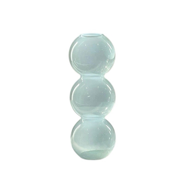 Short Bubble Glass Vase in Blue Pastel
