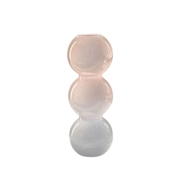 Short Bubble Glass Vase in Pink Pastel