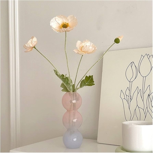 Short Bubble Glass Vase in Pink Pastel