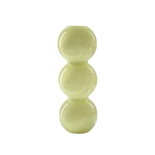 Short Bubble Glass Vase in Lime Pastel