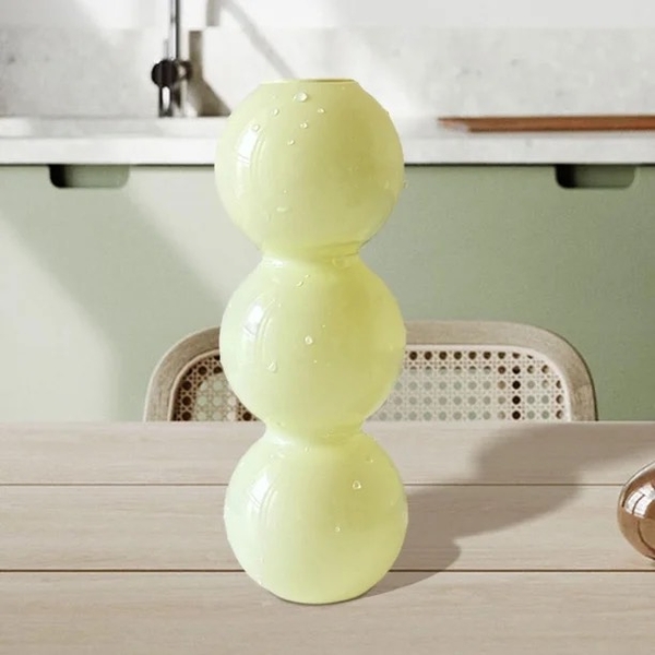 Short Bubble Glass Vase in Lime Pastel