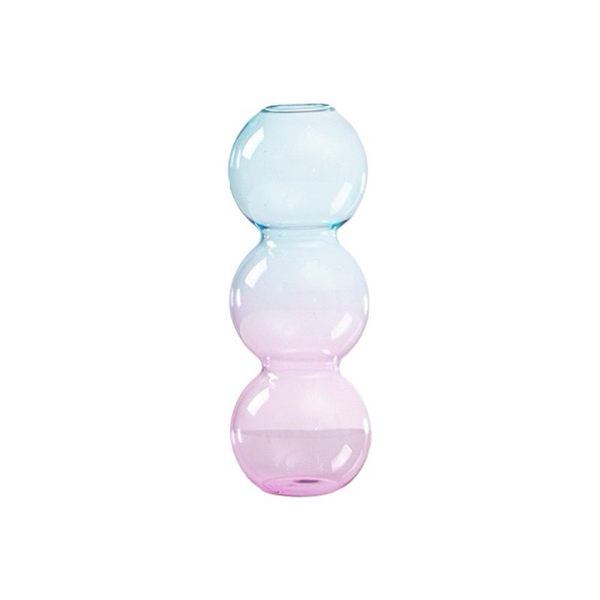 Short Bubble Glass Vase in Ombre Blue & Pink