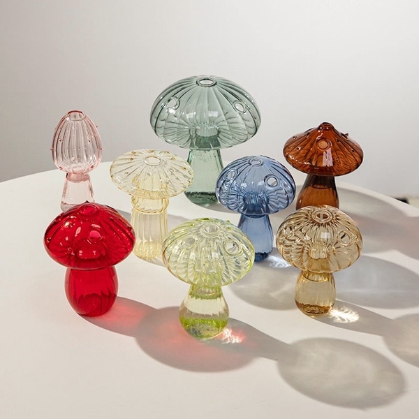 Mushroom Glass Vase in Yellow