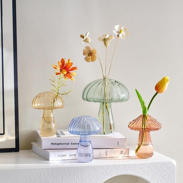 Mushroom Glass Vase in Yellow