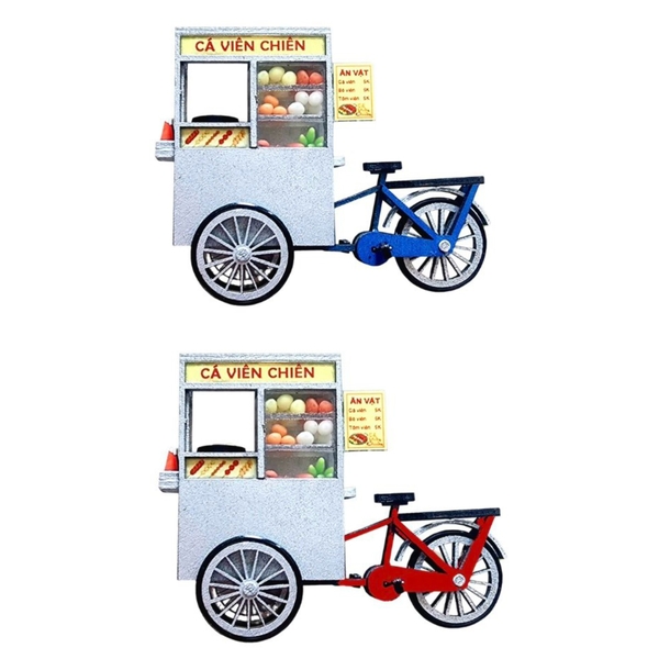 NHA TIN - 'Xe Cá Viên Chiên - Fried Fish Ball Cart Vendor' Magnet In Red