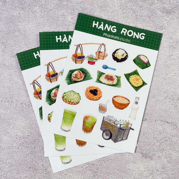 PHANHSHI STUDIO - ‘Hàng Rong / Street Vendor’ Sticker Sheet in Green