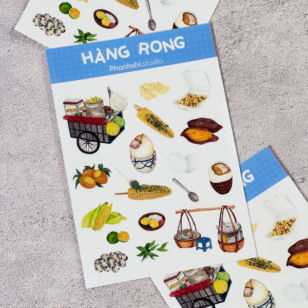 PHANHSHI STUDIO - ‘Hàng Rong / Street Vendor’ Sticker Sheet in Blue
