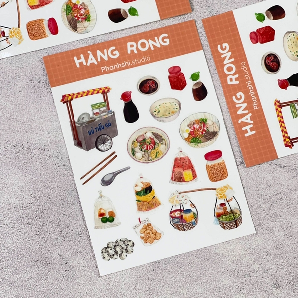 PHANHSHI STUDIO - ‘Hàng Rong / Street Vendor’ Sticker Sheet in Peach