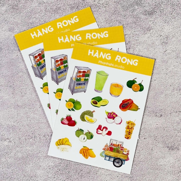 PHANHSHI STUDIO - ‘Hàng Rong / Street Vendor’ Sticker Sheet in Yellow