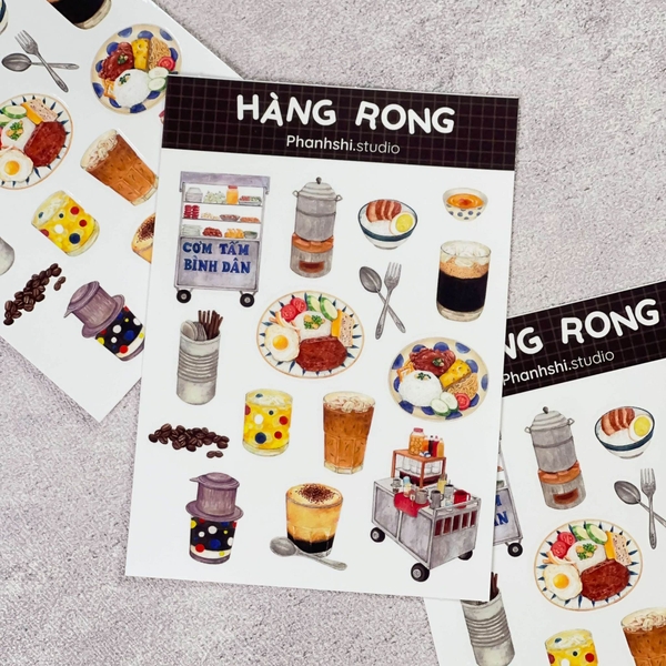 PHANHSHI STUDIO - ‘Hàng Rong / Street Vendor’ Sticker Sheet in Black