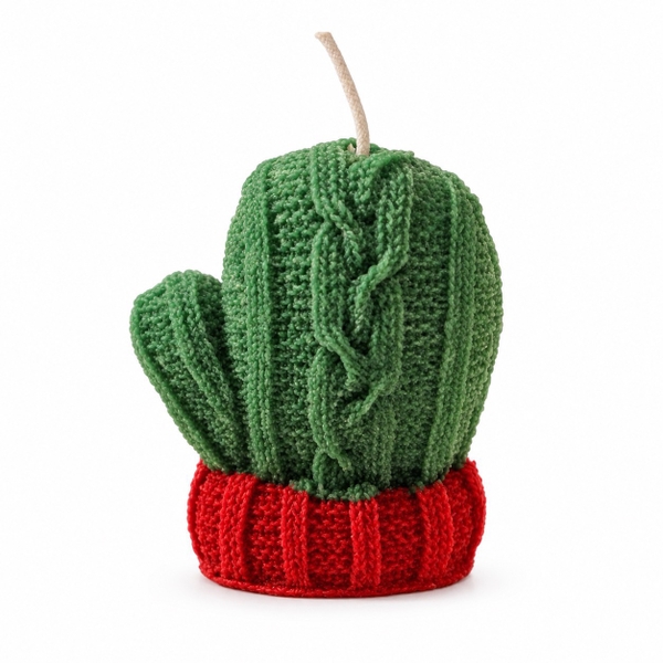 CHRISTMAS Candle - Knit Mitten in Green
