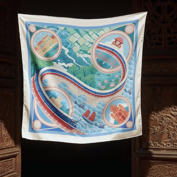 LA'ARTISAN - ‘Đường Sắt Bắc Nam - North-South Railway’ Square Scarf