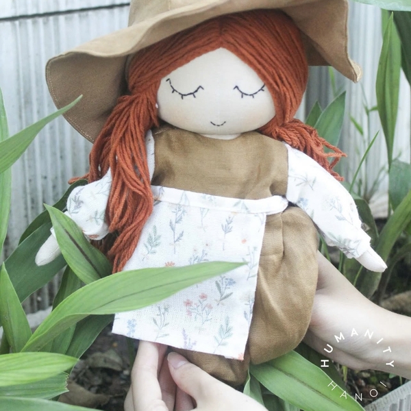 RUNG HANDMADE - Anne Doll in Brown Dress with Floral Apron