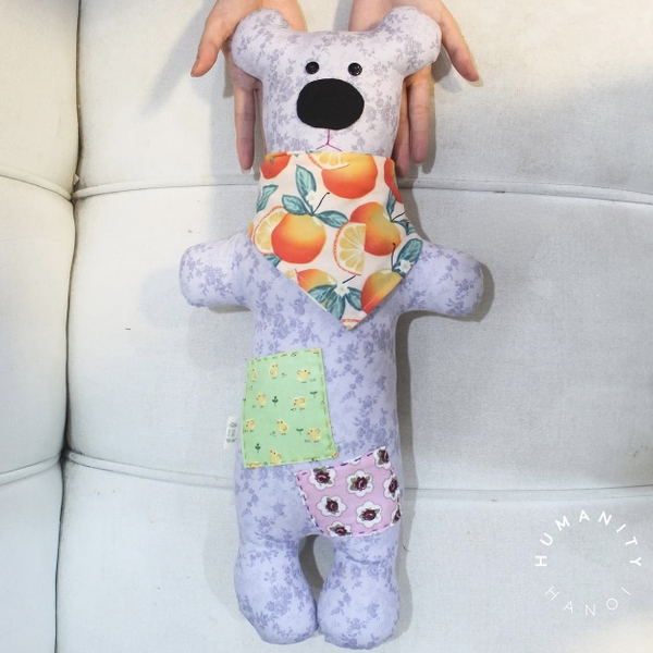 RUNG HANDMADE - Bob Bear in Lilac with Tangerine Scarf