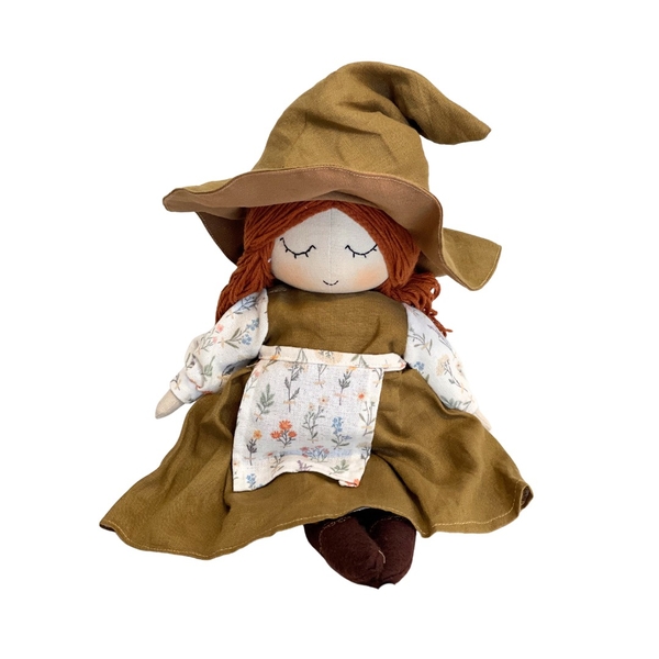 RUNG HANDMADE - Anne Doll in Brown Dress with Floral Apron