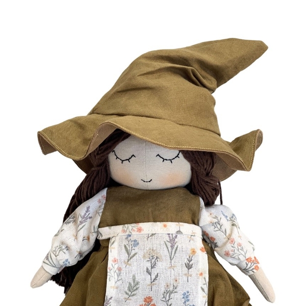 RUNG HANDMADE - Anne Doll in Brown Dress with Floral Apron