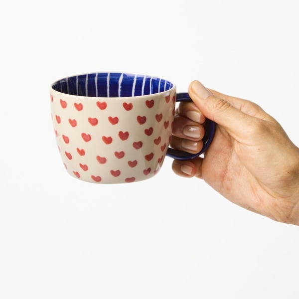 BÁT TRÀNG CERAMIC - Short Mug in Red Heart