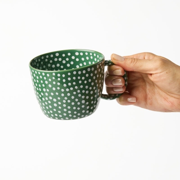 BÁT TRÀNG CERAMIC - Short Mug in Green Sprinkle