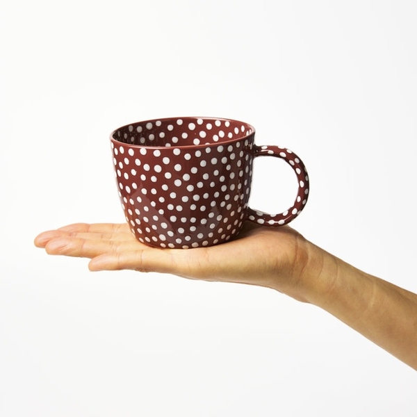BÁT TRÀNG CERAMIC - Short Mug in Burgundy Sprinkle