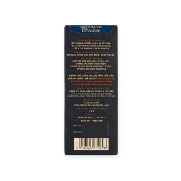 TBROS CHOCOLATE - Dark Milk Chocolate 54%