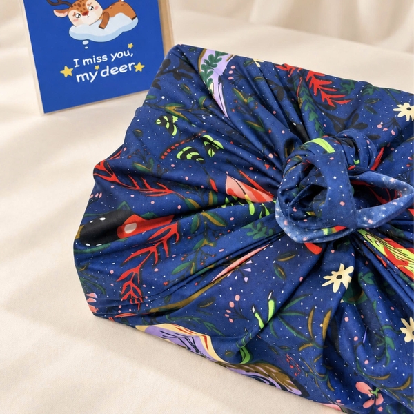 SQUARE SCARF - ‘Birdy Paradise’ in Navy