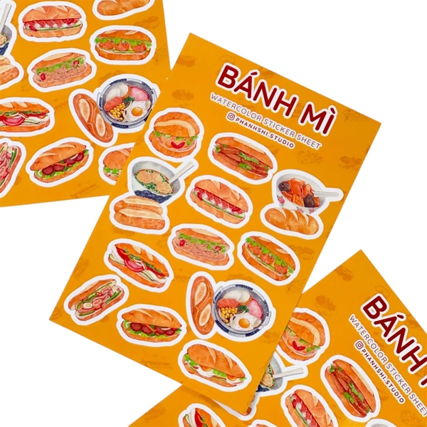 PHANHSHI STUDIO - ‘Bánh Mì / Vietnamese Bread’ Watercolor Sticker Sheet
