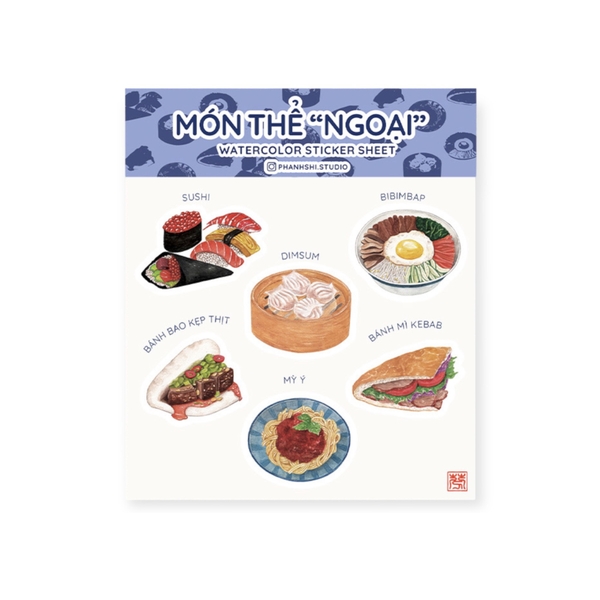 PHANHSHI STUDIO - ‘Món Thể Ngoại / Asian Food’ Mini Watercolor Sticker Sheet