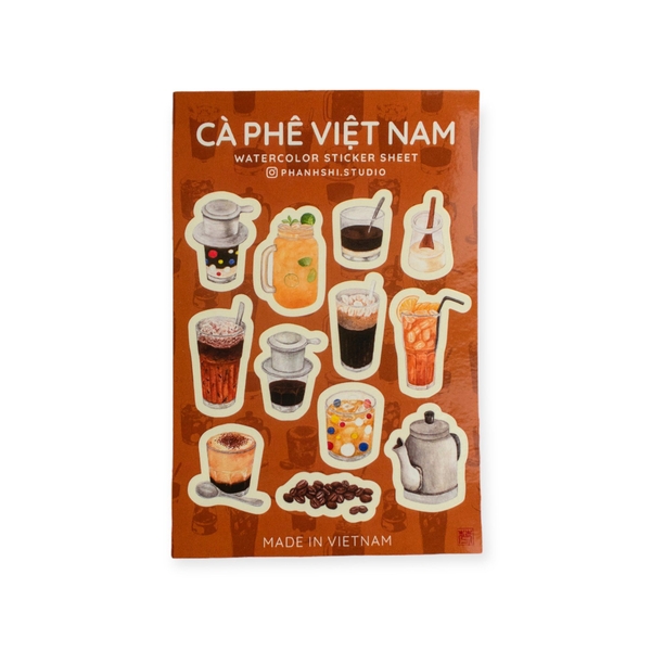 PHANHSHI STUDIO - ‘Vietnamese Coffee’ Watercolor Sticker Sheet