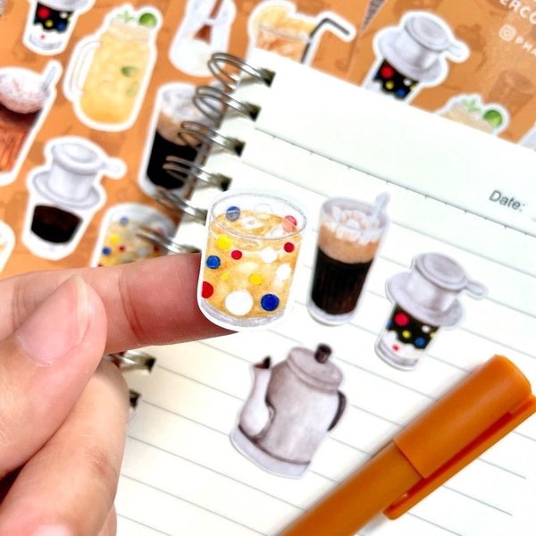 PHANHSHI STUDIO - ‘Vietnamese Coffee’ Watercolor Sticker Sheet