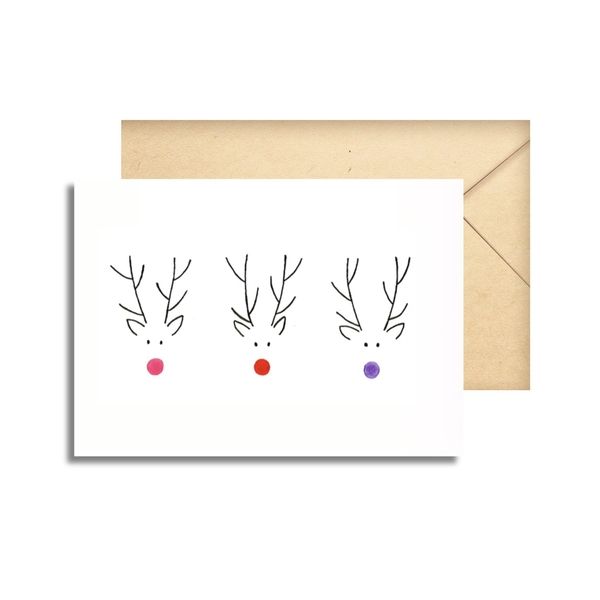 Made By Hattie - ‘Three Reindeers’ Christmas Card
