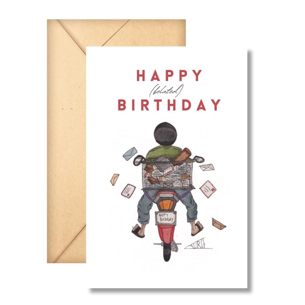 LAURIE DRAWS - 'Happy (belated) Birthday' Greeting Card