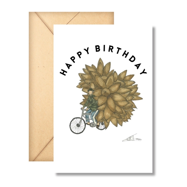 LAURIE DRAWS - 'Fish Cone Bike' Happy Birthday Card